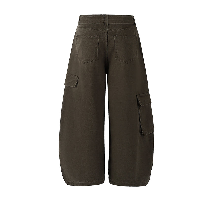 Wide-Leg Cargo Pants with Belt — Multi-Pocket Relaxed Fit