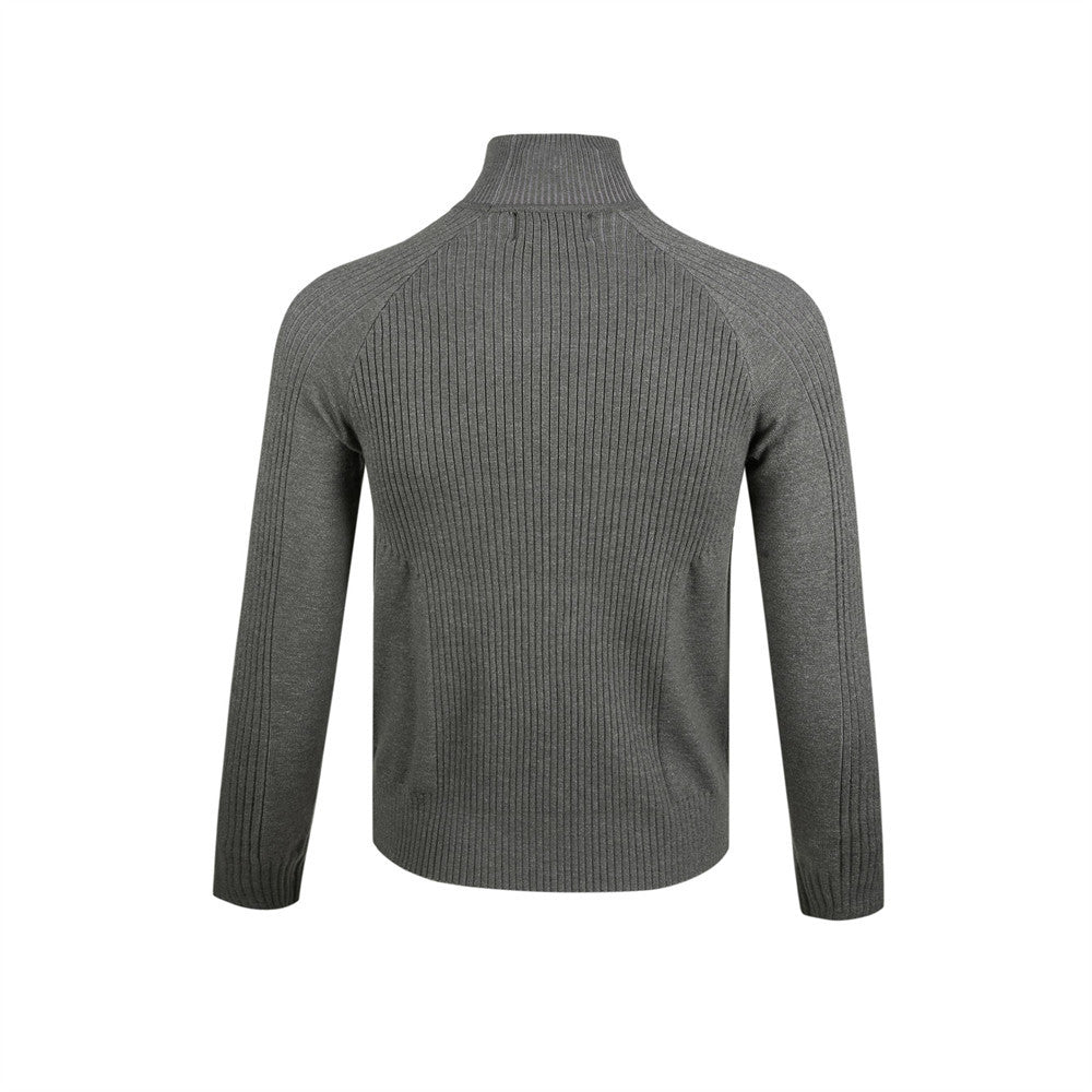 Men's Long Sleeve Sweater Polo Mock Neck Ribbed Knit Slim Fit Pullover