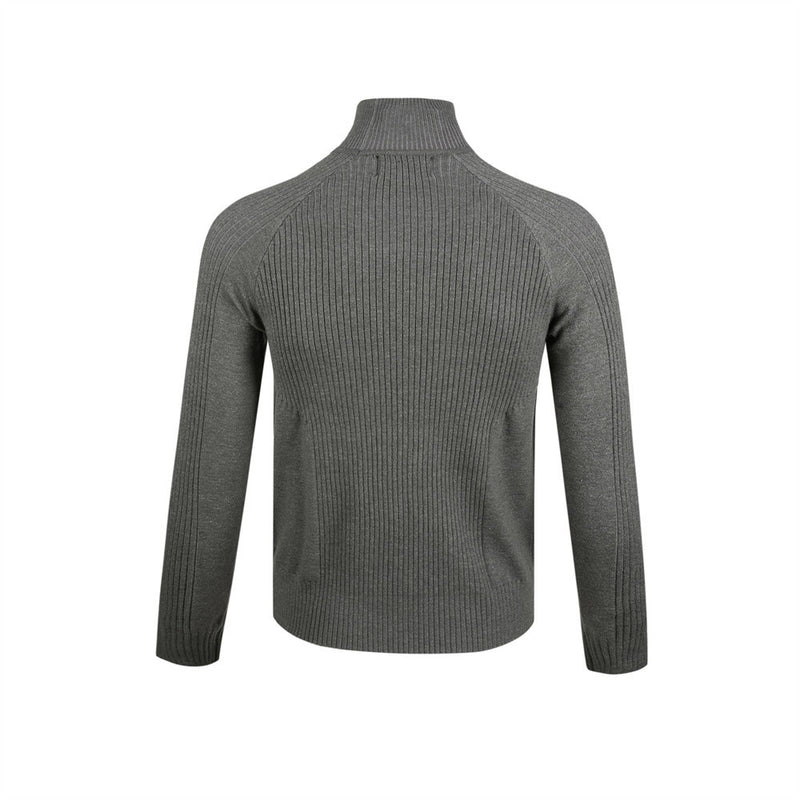 Men's Long Sleeve Sweater Polo Mock Neck Ribbed Knit Slim Fit Pullover
