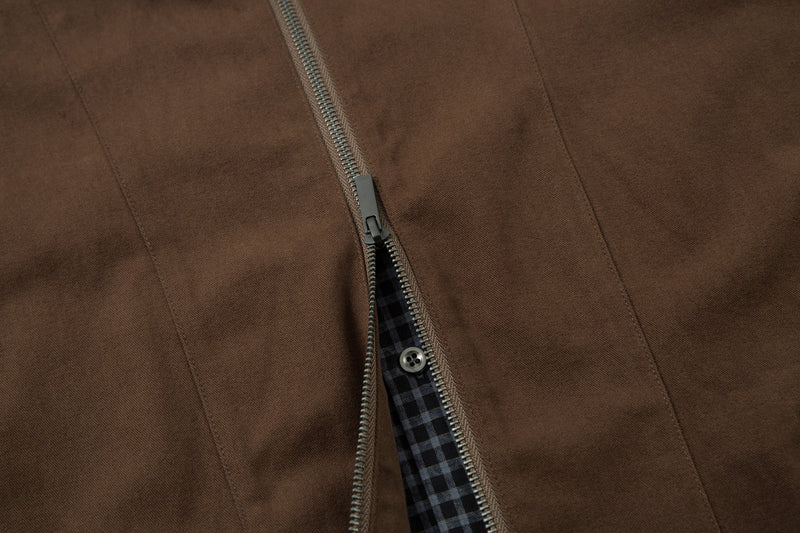 Men's Plaid-Lined Zip-Up Harrington Jacket – Layered Collar Workwear Coat