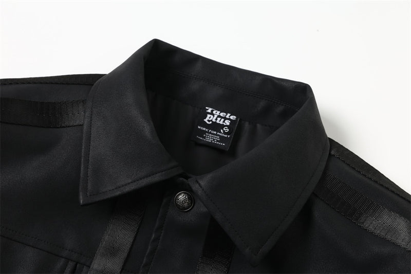 Men's Moto PU Leather Jacket – Tape Trim Relaxed Fit
