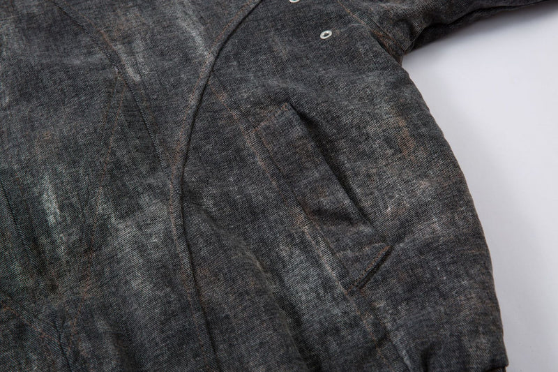 Washed Denim Bomber Jacket with Faux Fur Hood – Vintage American Style