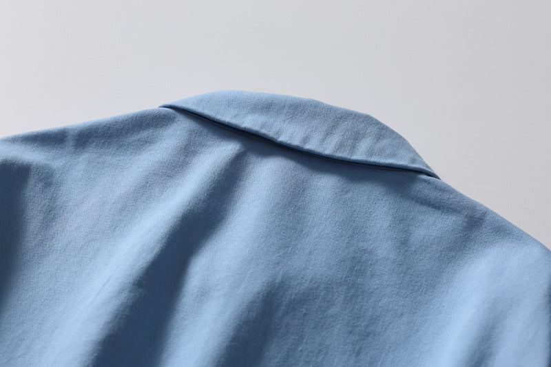 Oversized White Shirt Men Zip-Up Relaxed Fit Long Sleeve Casual Jacket