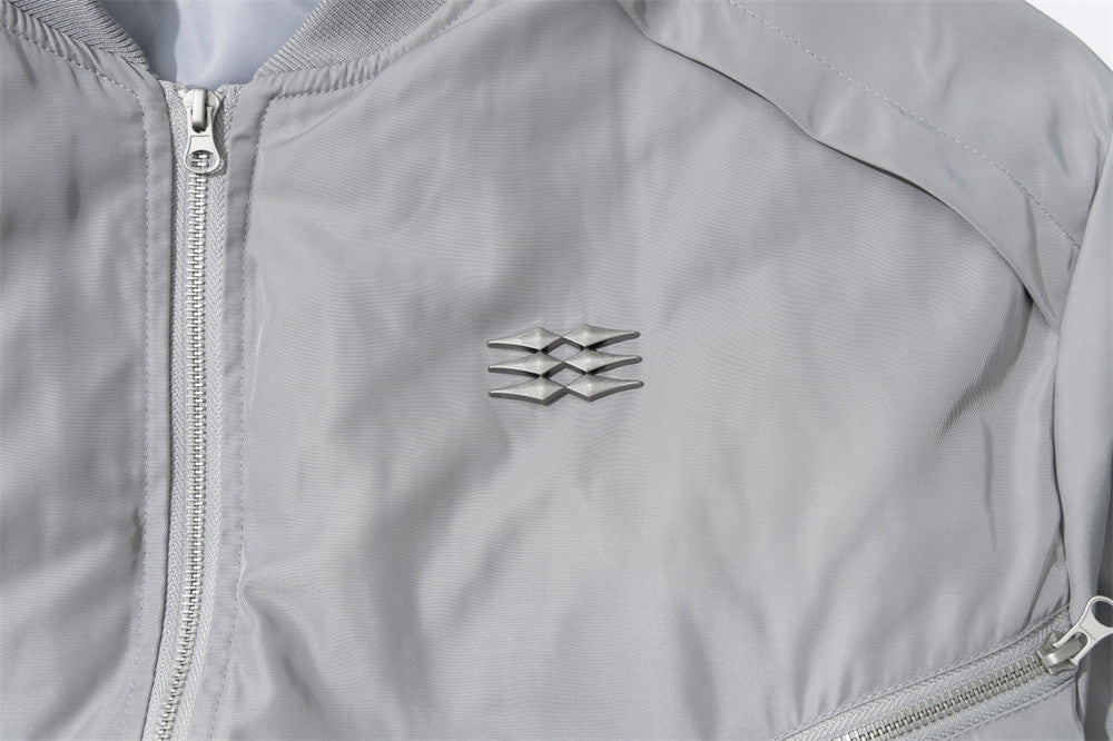 Men's Oversized Padded Bomber Jacket with Ruched Sleeves & Multi-Zip Detail