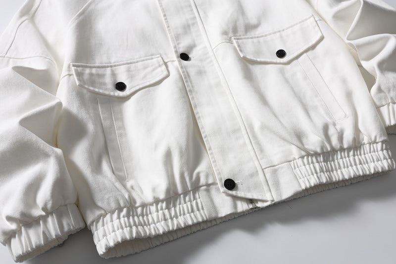 Oversized Workwear Bomber Jacket – Relaxed Fit Button-Up Outerwear