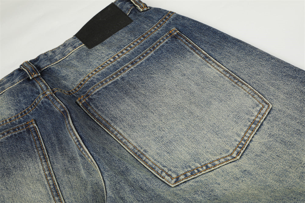 Wide-Leg-Baggy-Jeans – Vintage-Gradient-Wash mit Nieten-Details