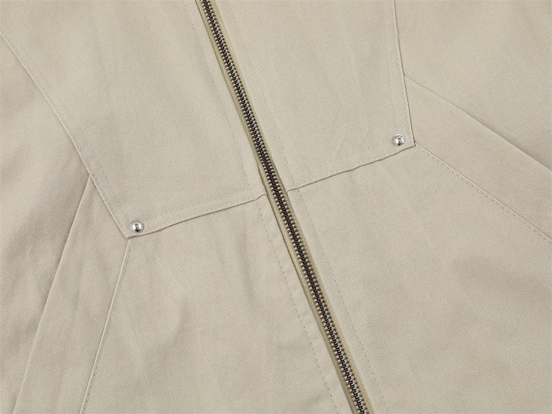 Herrenjacke im dekonstruierten Workwear-Stil – mit Reißverschluss, PU-Lederkragen und entspannter Passform