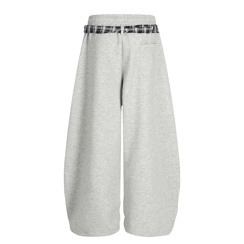 Wide-Leg-Sweatpants mit Karoband – Oversized-Hip-Hop-Barrel-Pants