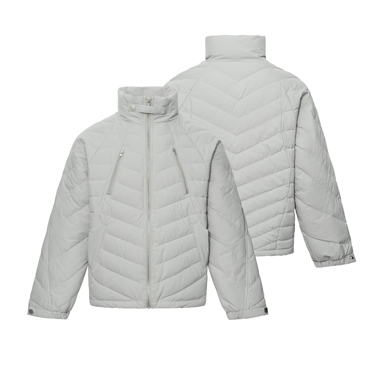Herren-Stepp-Bomberjacke mit Stehkragen – Chevron-Pufferjacke