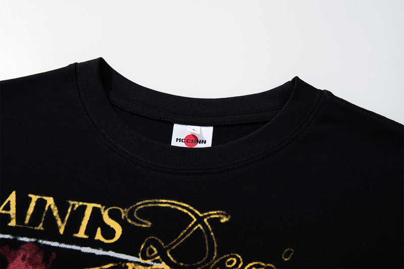 Saints Desires Rock Graphic Layered Long-Sleeve T-Shirt – Black with Camo