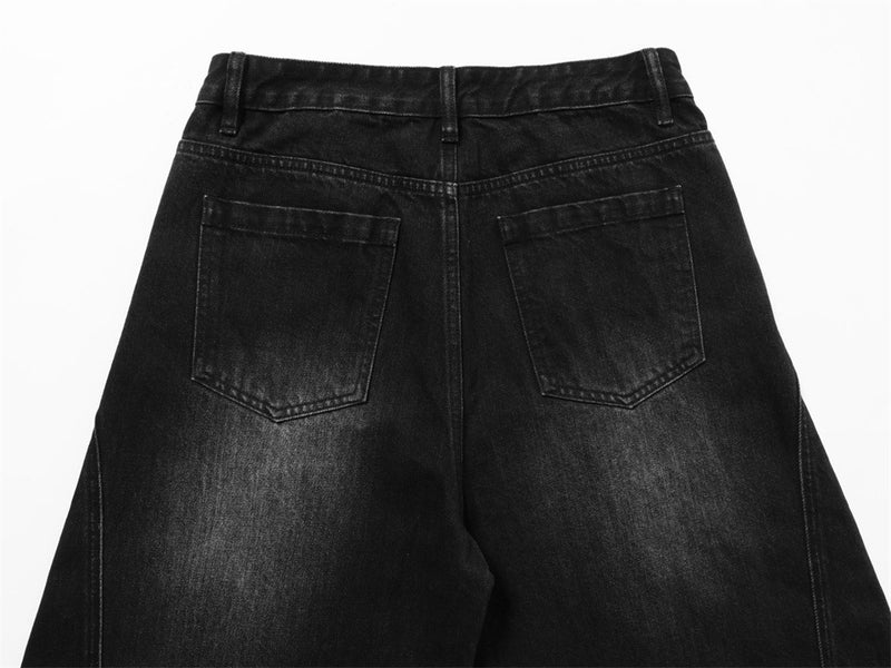 Men's Punk Wide-Leg Jeans with Metal Eyelet Detail – Deconstructed Baggy Denim