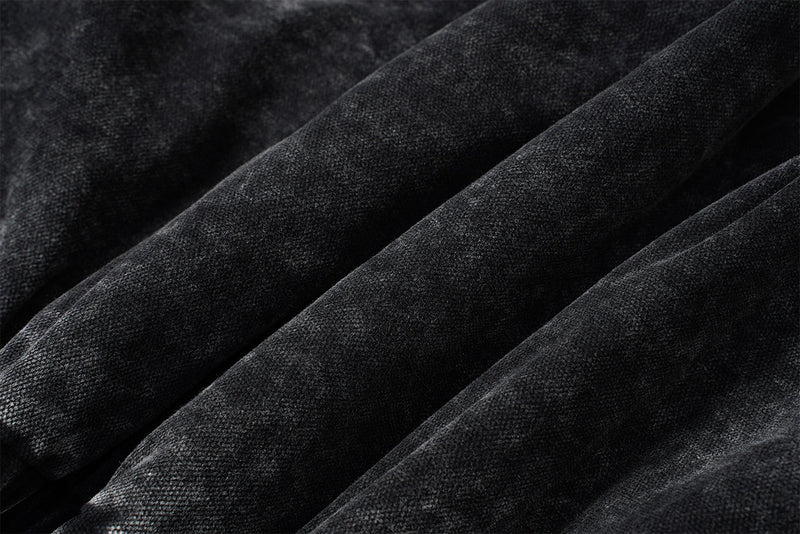 Quilted Corduroy Bomber Jacket – Acid-Washed Raw-Edge Baseball Jacket