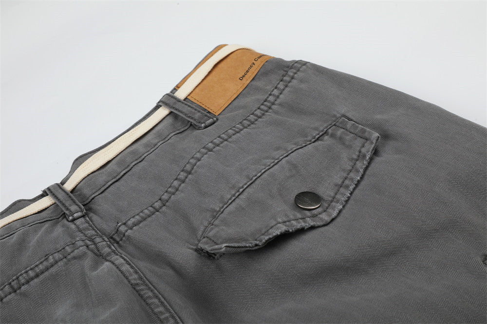 Pantalon cargo homme à jambes larges – Gris anthracite délavé, coupe baggy déstructurée
