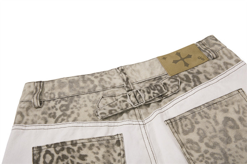 Wide-Leg Leopard Print Jeans – Baggy Fit Punk Streetwear Pants for Men