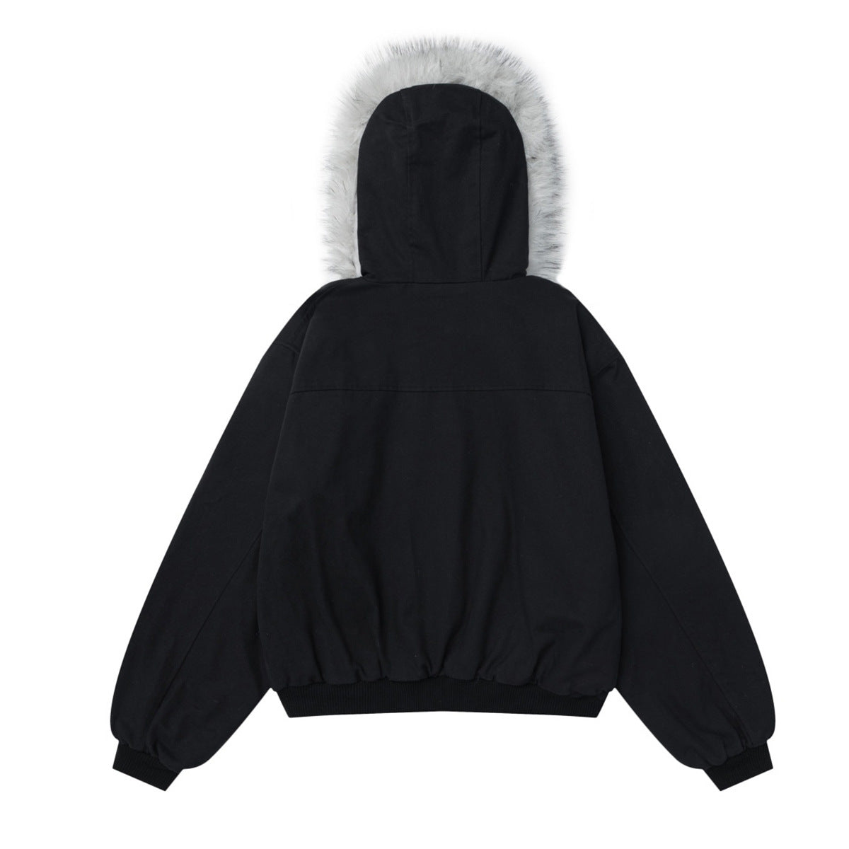 Chaqueta acolchada oversize con capucha y ribete de pelo sintético