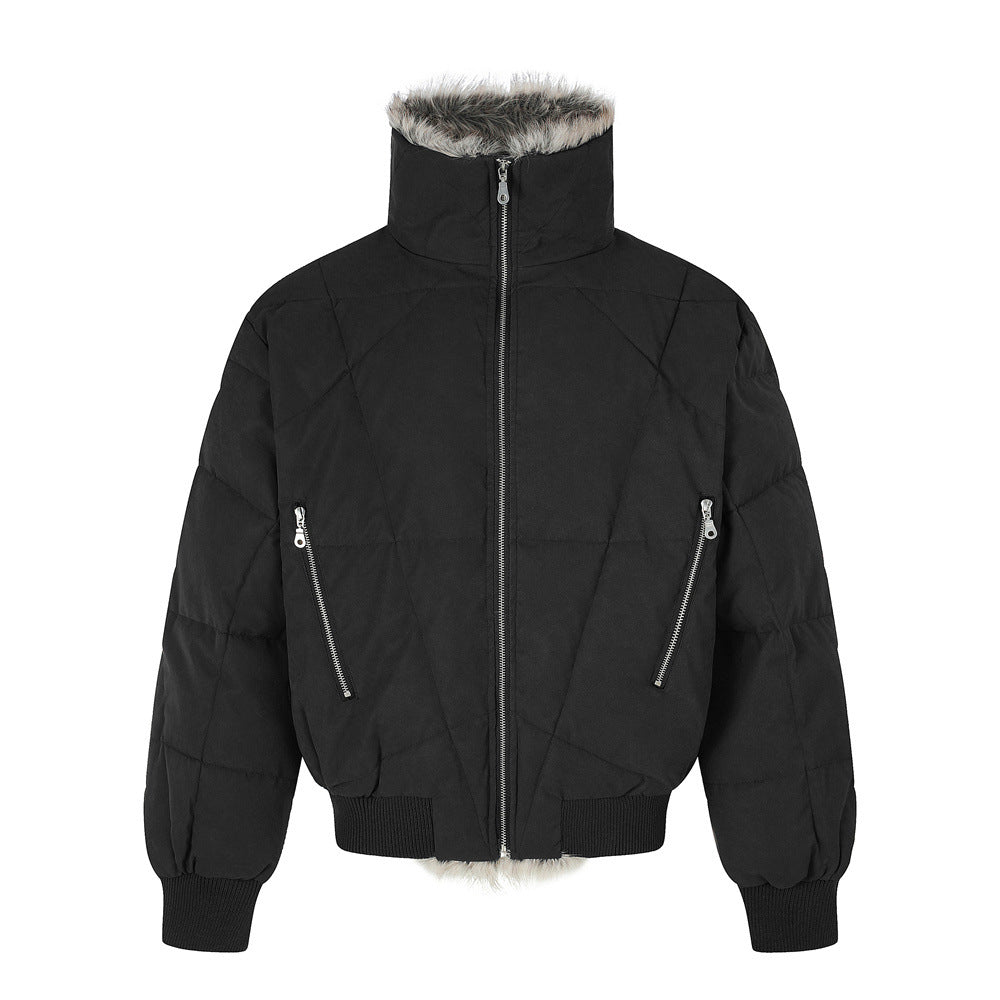 Chaqueta bomber acolchada con cuello de pelo sintético – Abrigo de invierno para hombre