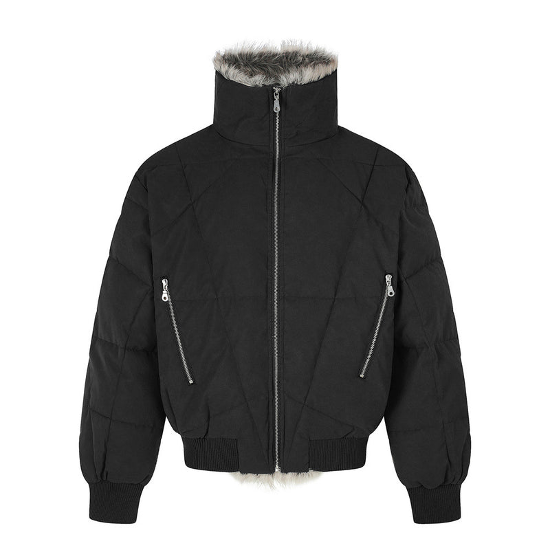 Chaqueta bomber acolchada con cuello de pelo sintético – Abrigo de invierno para hombre