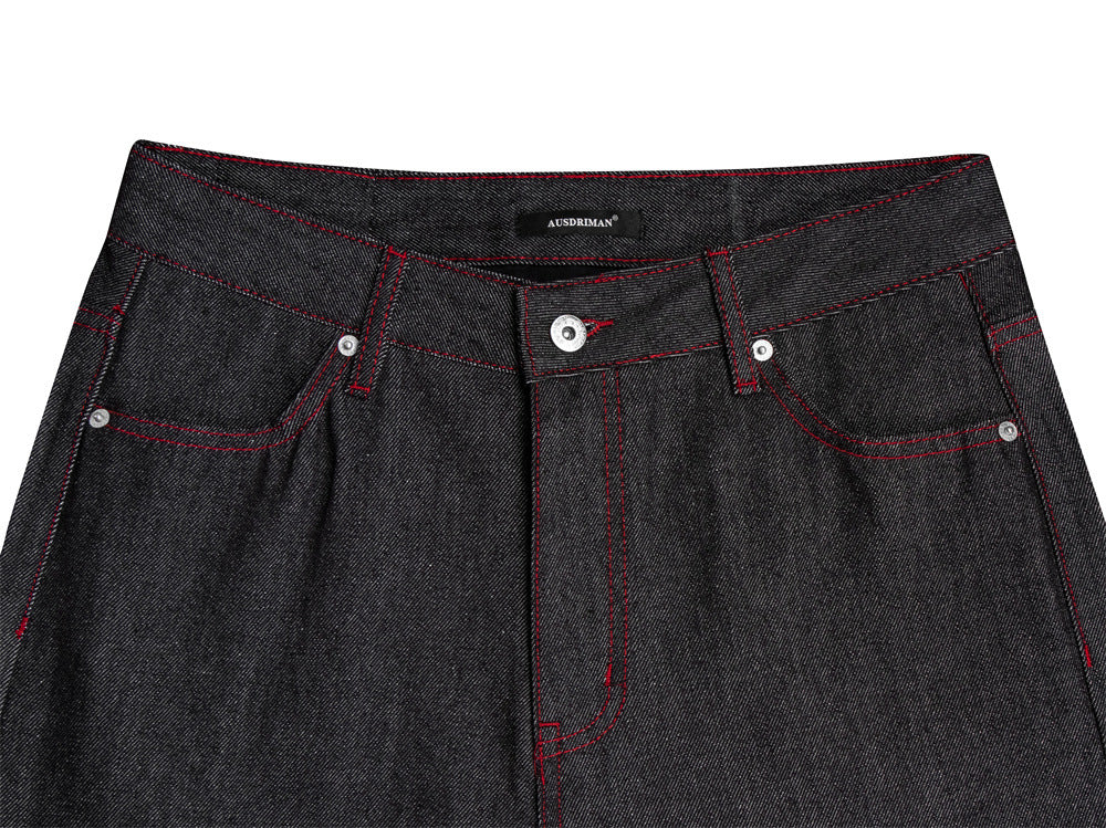 Jean noir homme bootcut avec broderie script – Denim à jambes évasées