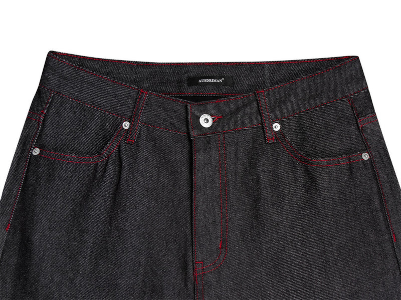 Jean noir homme bootcut avec broderie script – Denim à jambes évasées