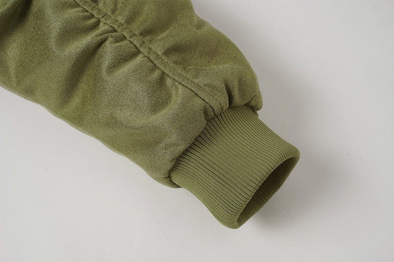 Bomber en suédine avec capuche en fausse fourrure – Manteau d’hiver oversize