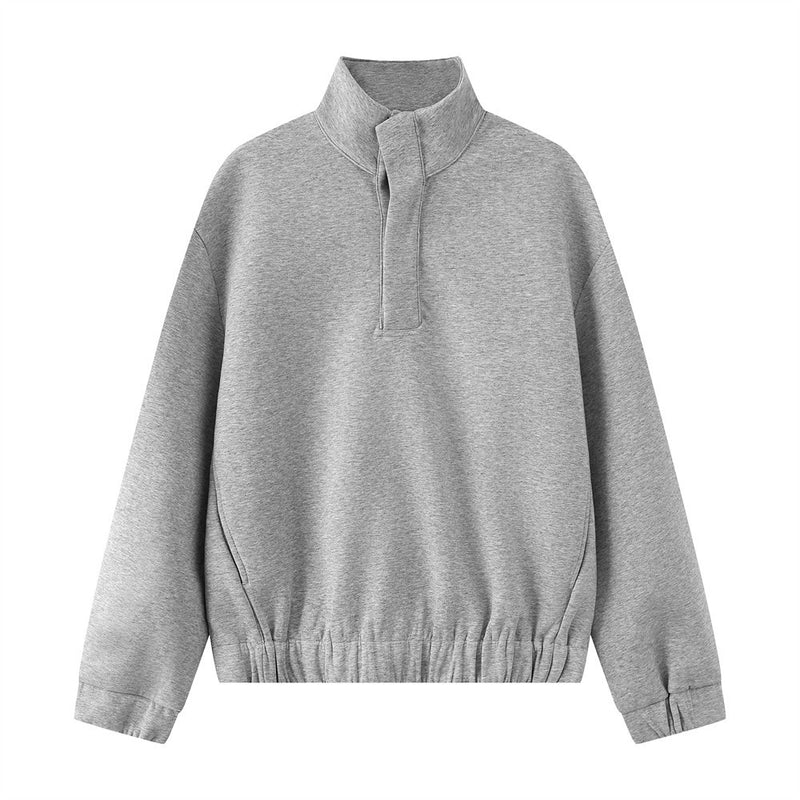Sweat-shirt homme à col montant et quart de zip – Coupe oversize