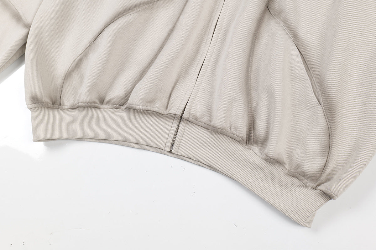 Sudadera de hombre con capucha y cremallera, paneles lavados y corte extragrande