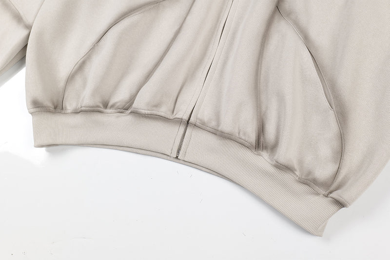 Sudadera de hombre con capucha y cremallera, paneles lavados y corte extragrande