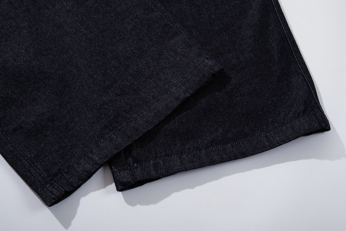 Conjunto de Cazadora Vaquera de Denim Índigo Sin Tratar y Vaqueros de Pierna Ancha con Cierres Metálicos