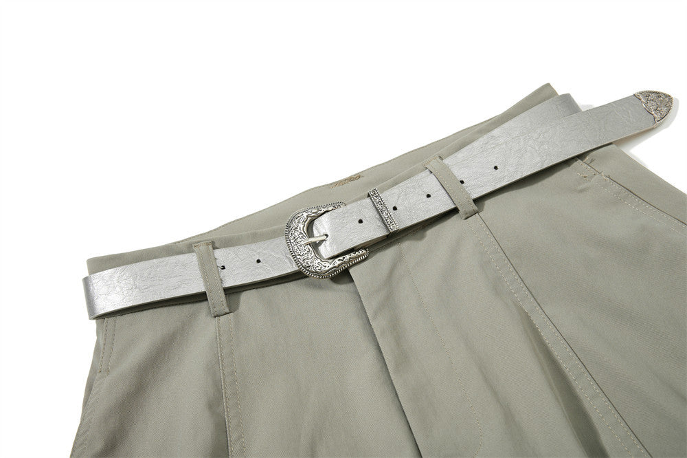 Wide-Leg Barrel Trousers with Belt – High-Waist Oversized Curved Pants