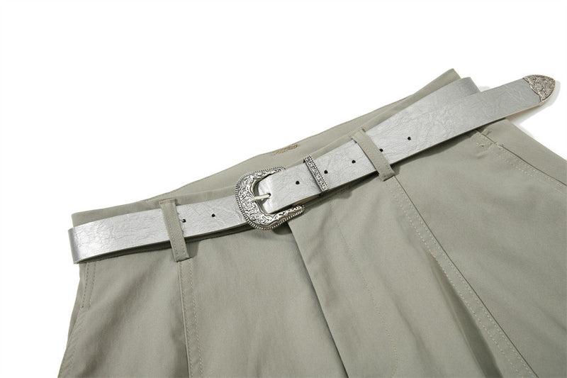 Wide-Leg Barrel Trousers with Belt – High-Waist Oversized Curved Pants