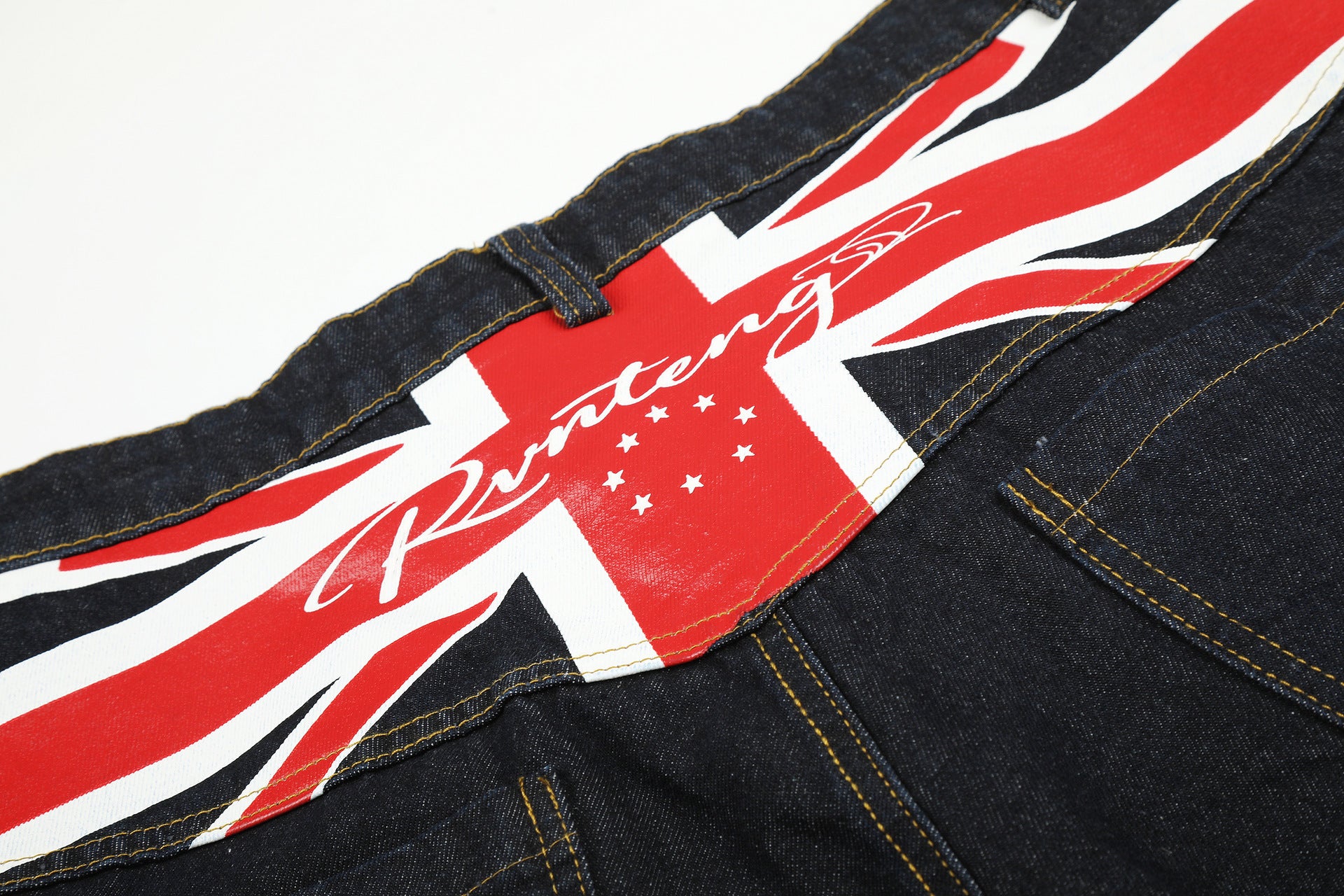 Jean baggy délavé clair – Denim à jambes larges avec imprimé Union Jack