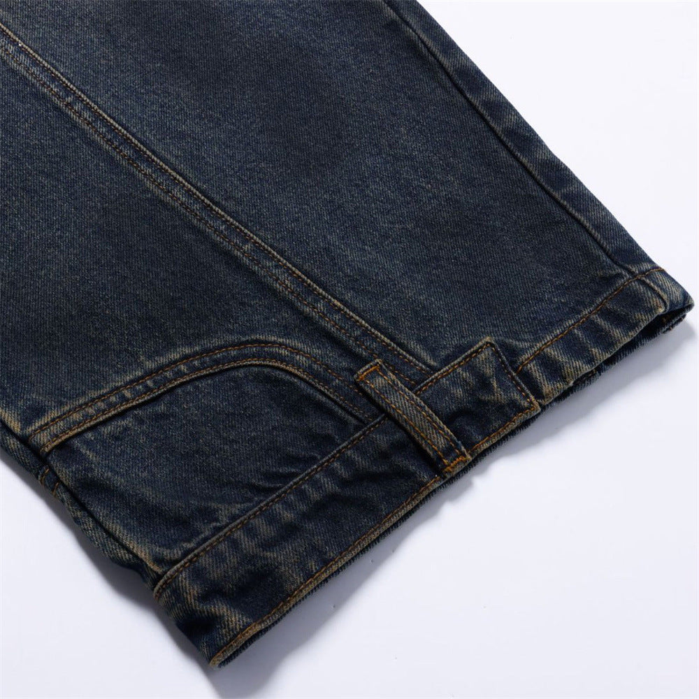 Baggy Jeans Men – Distressed Wide-Leg Barrel Fit with Deconstructed Seam Detail