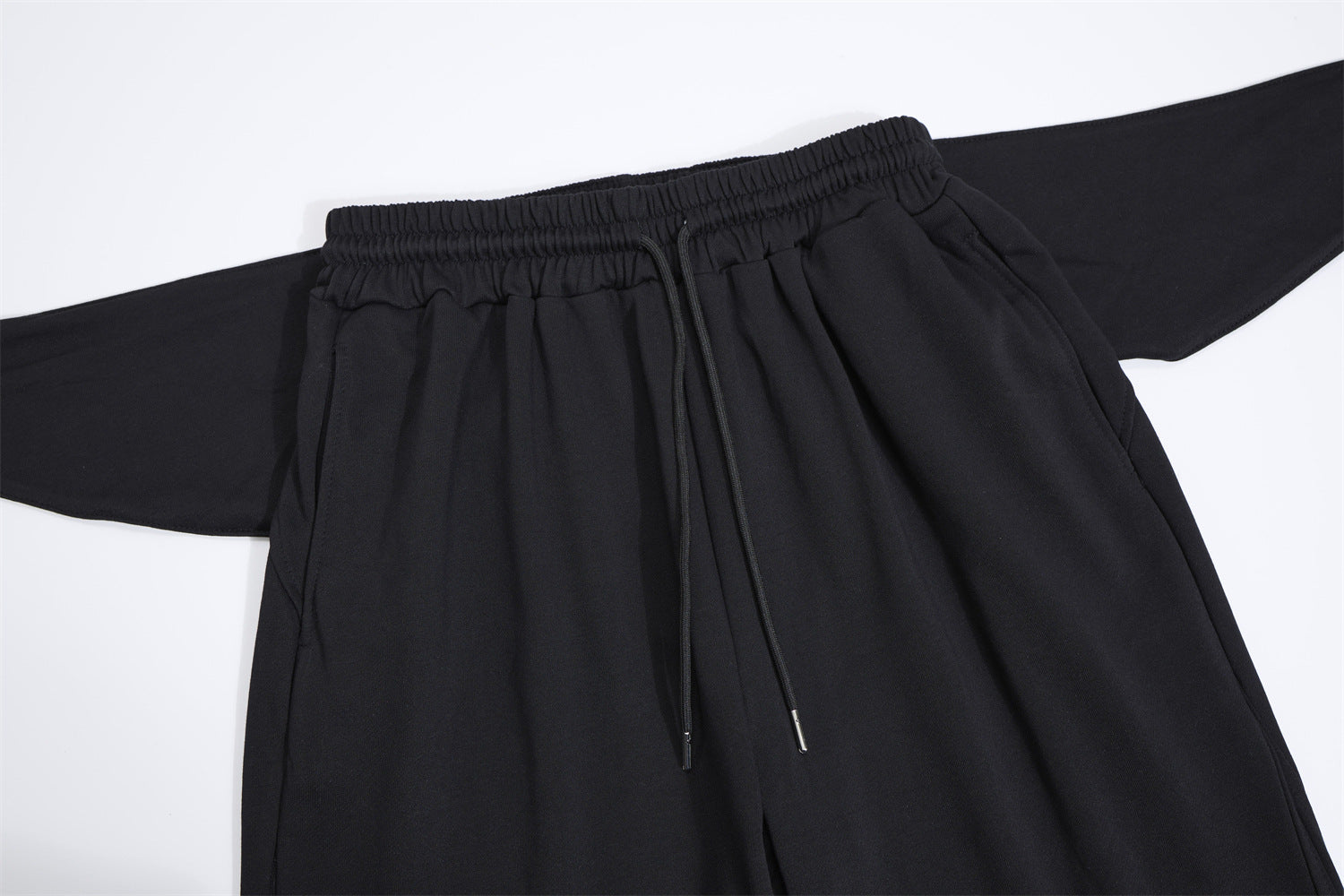 Wide-Leg-Sweathose mit Umschlagbund und Bindegürtel