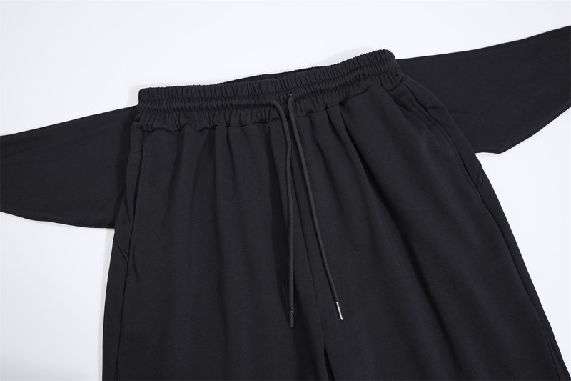 Wide-Leg-Sweathose mit Umschlagbund und Bindegürtel