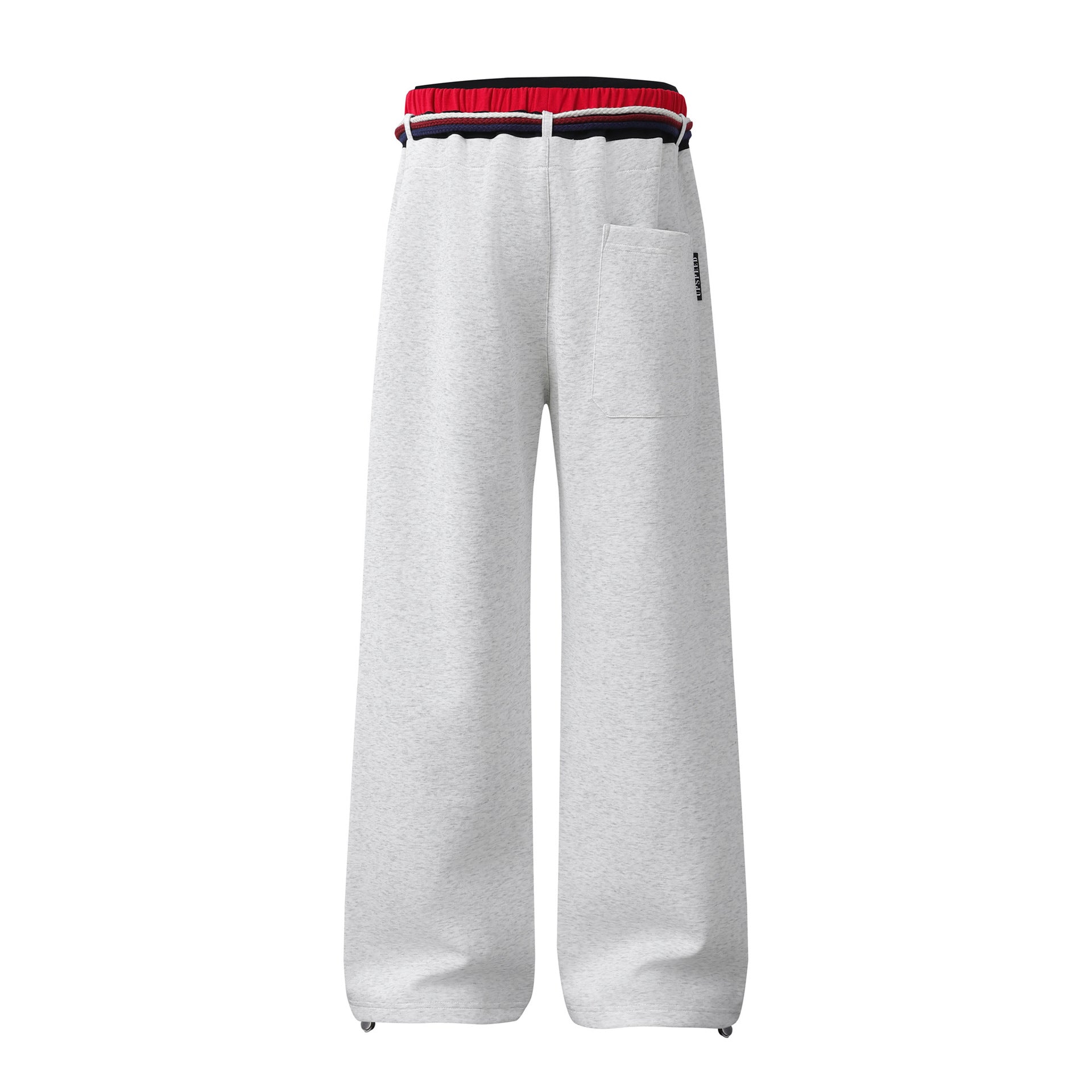 Pantalon de survêtement à jambes larges avec double ceinture et cordon tressé