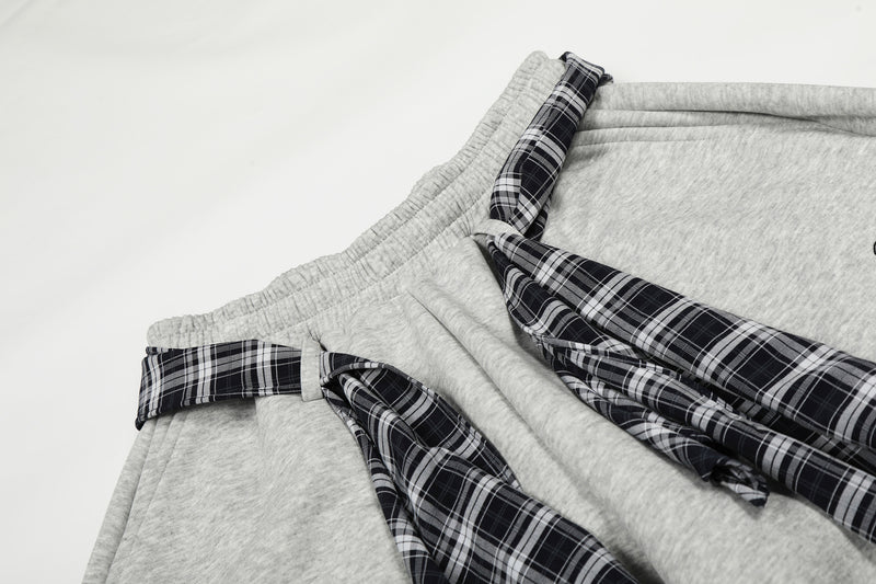 Wide-Leg-Sweatpants mit Karoband – Oversized-Hip-Hop-Barrel-Pants