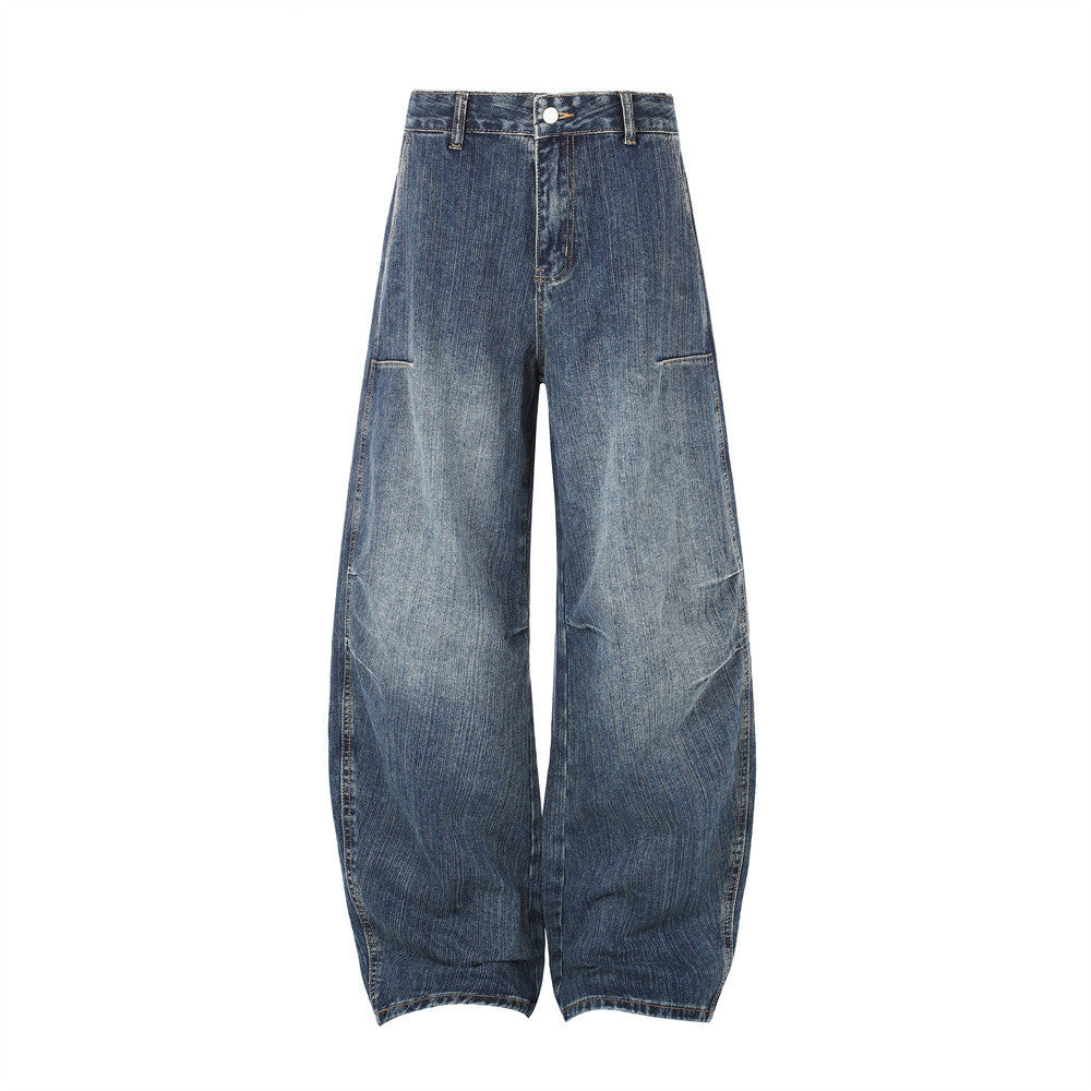 Baggy Black Jeans für Herren – Wide-Leg-Barrel-Fit aus verwaschenem Denim