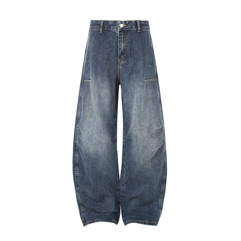 Baggy Black Jeans für Herren – Wide-Leg-Barrel-Fit aus verwaschenem Denim
