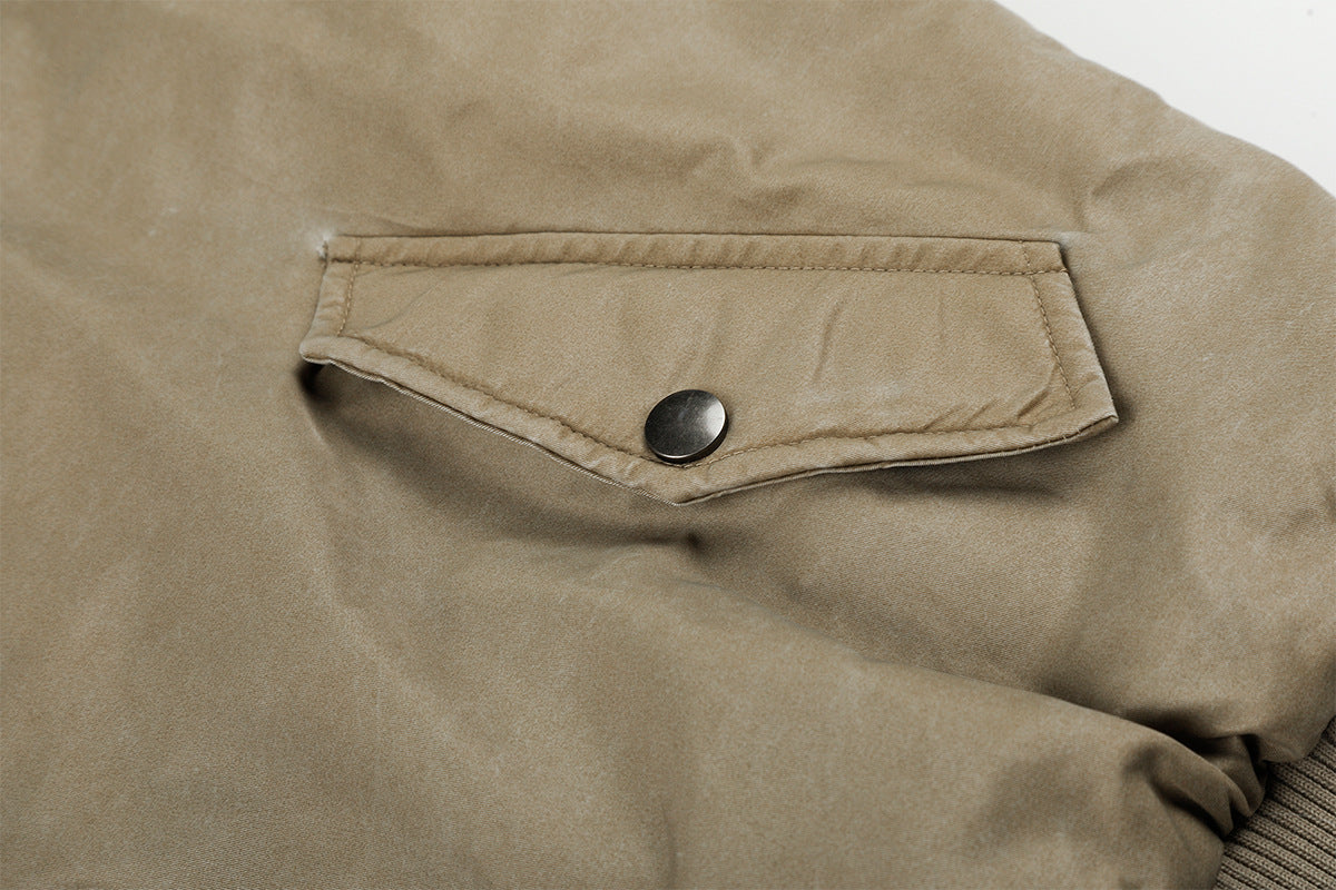 Men's Padded Bomber Jacket with Faux Fur Collar – Oversized Flight Jacket