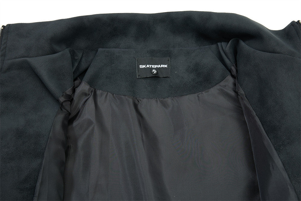 Men's Retro Distressed Suede-Texture PU Leather Stand Collar Bomber Jacket