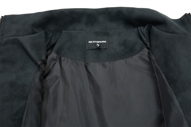Men's Retro Distressed Suede-Texture PU Leather Stand Collar Bomber Jacket