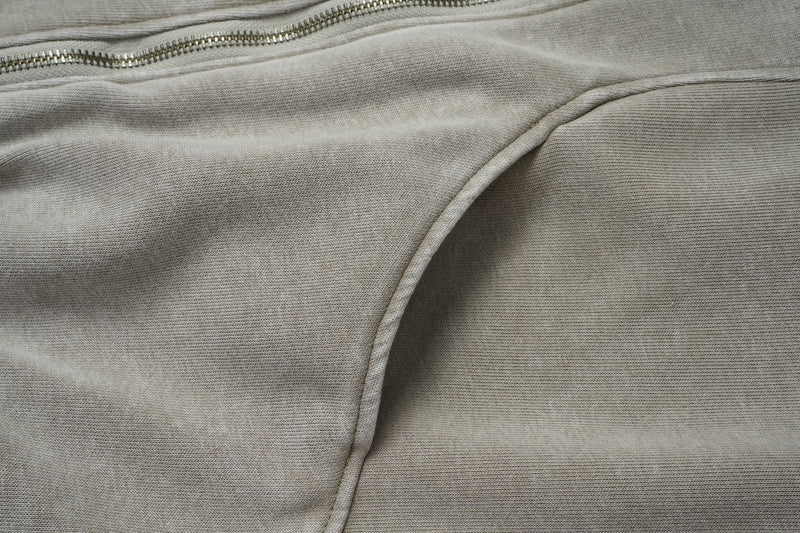 Oversized Acid Wash Zip-Up Hoodie – Deconstructed Streetwear Design