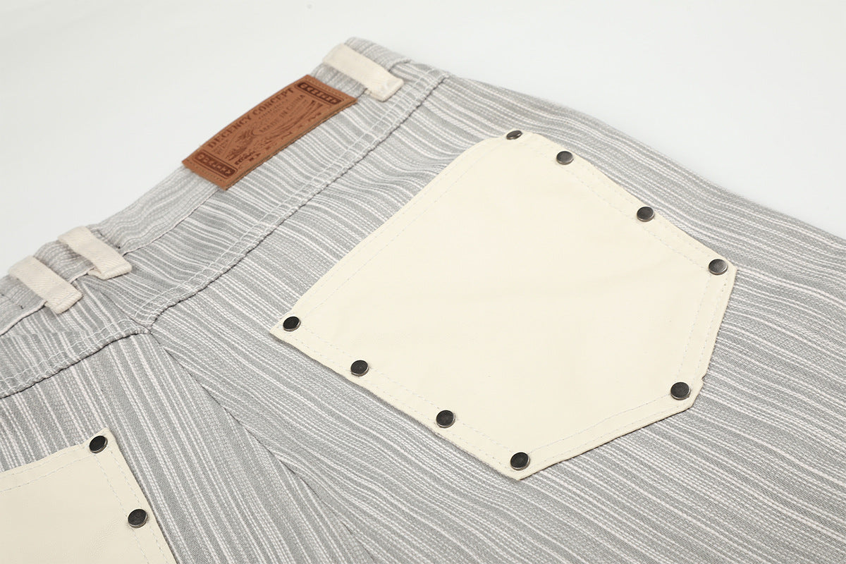 Wide-Leg-Jeans mit Streifen und Barock-Kontrasttaschen – Relaxed Fit