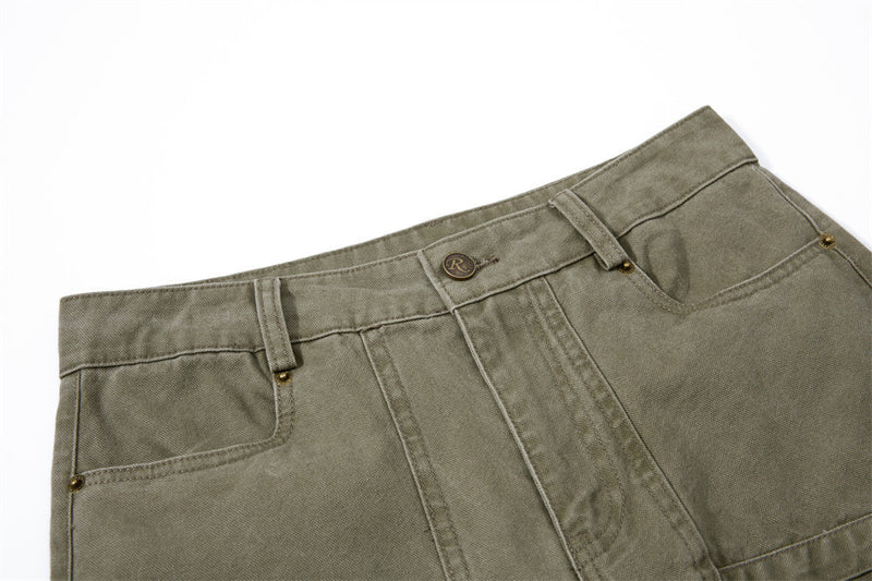 Wide-Leg Cargo Pants – Baggy Fit with Pleated Panels & Utility Pockets