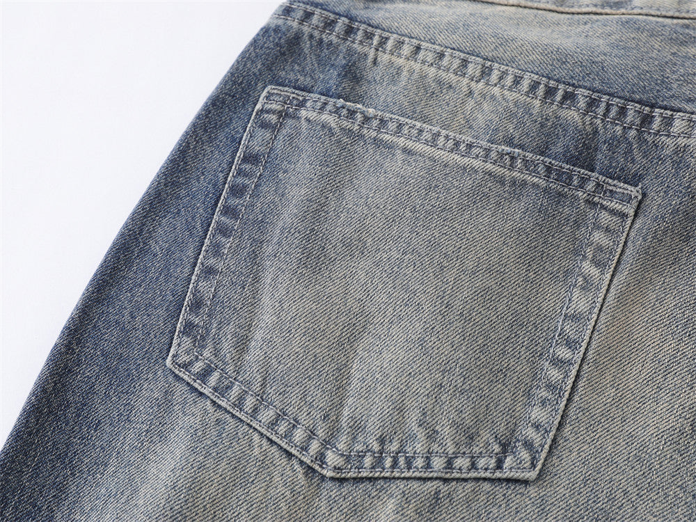 Men's Wide-Leg Baggy Jeans – Vintage Washed Straight Fit Denim