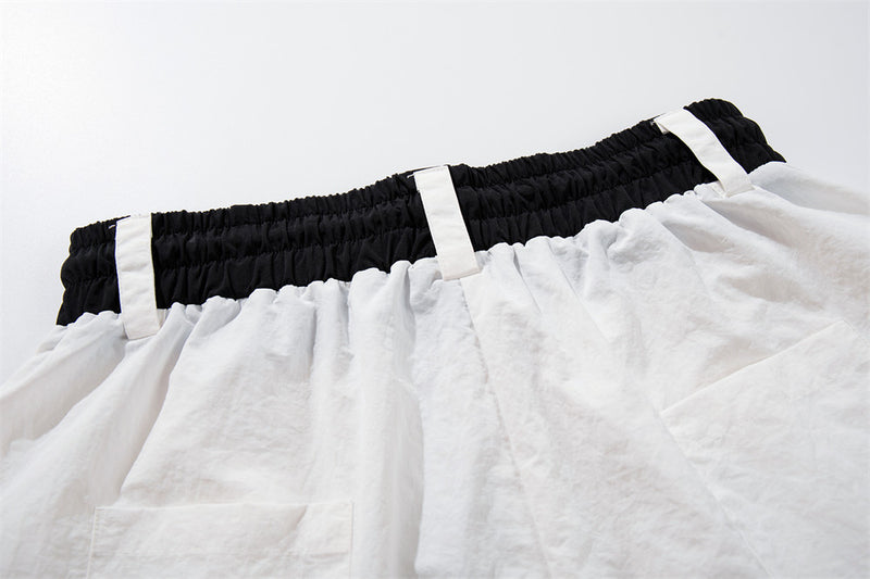 Wide-Leg Parachute Pants with Star Print & Drawstring Hem