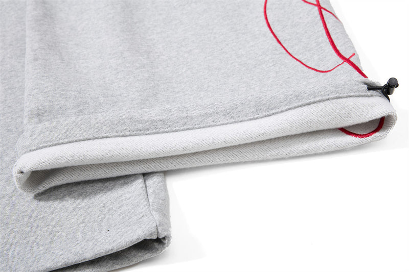 Men's Colorblock Double Waistband Wide-Leg Sweatpants with Embroidered Graphic