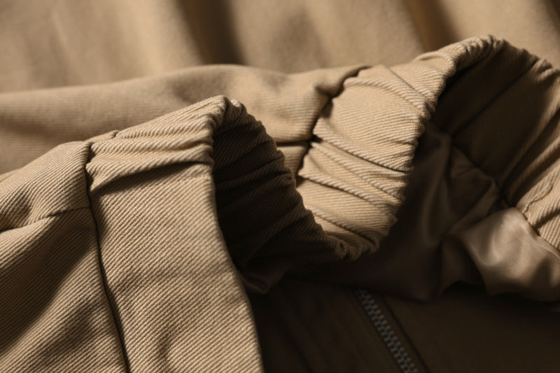 Mock Neck Workwear Bomber Jacket – Relaxed Fit Stand Collar Outerwear