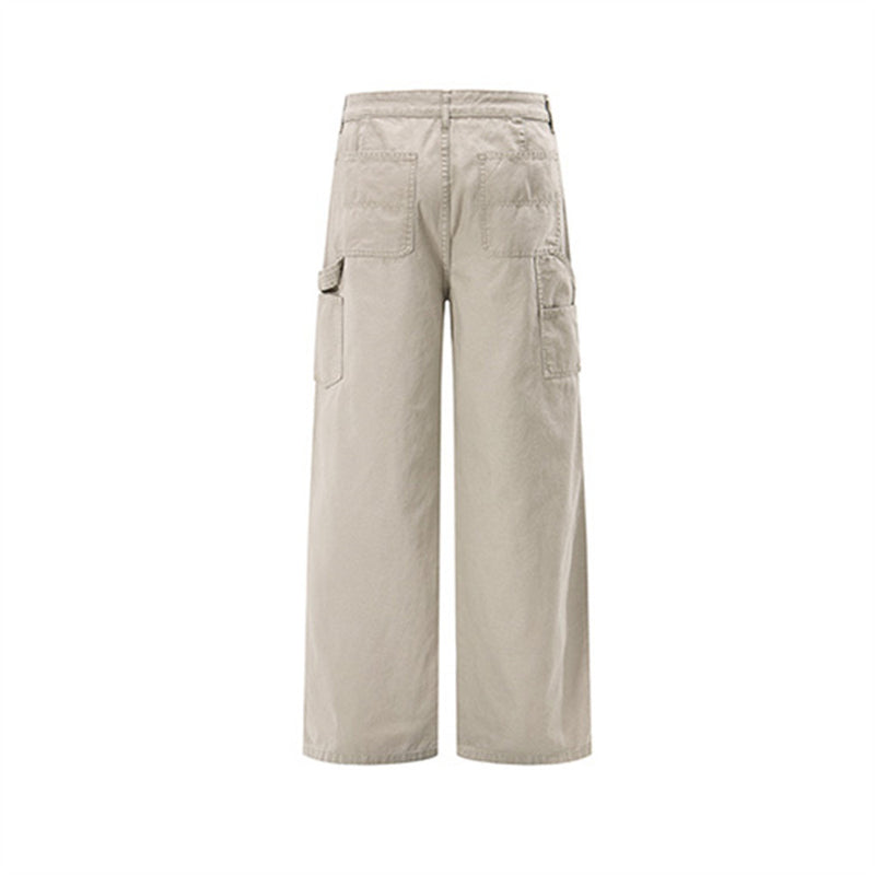Men's Wide-Leg Cargo Pants – Straight-Fit Utility Trousers with Pocket Detail