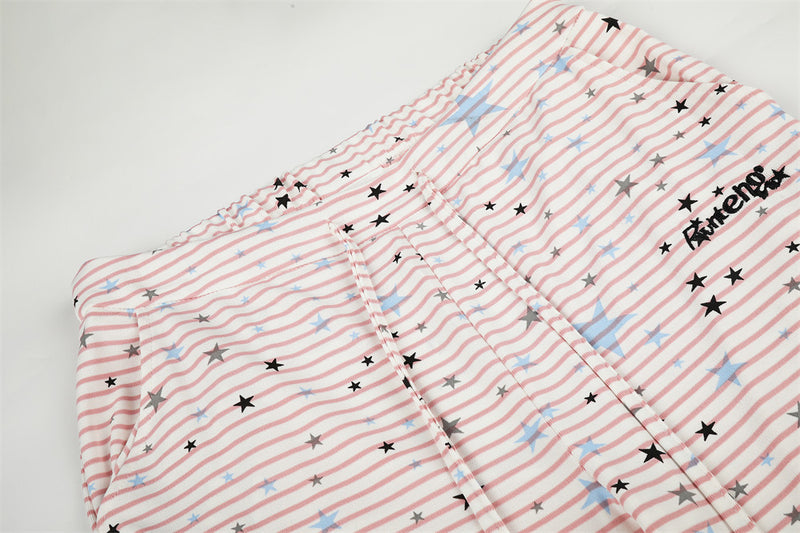 Star & Stripe Wide-Leg Lounge Pants – Flared Casual Trousers